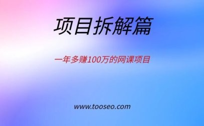 一年多赚100万的网课项目