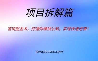 营销掘金术,打通你的赚钱认知,实现快速逆袭!