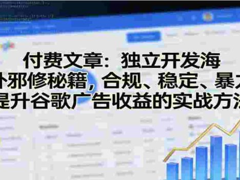 独立开发海外邪修秘籍，合规、稳定、暴力提升谷歌广告收益的实战方法