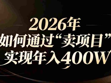 2026年如何通过“卖项目”实现年入百万