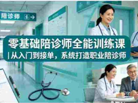 0基础陪诊师训练课， 从入门到接单，系统打造职业陪诊师