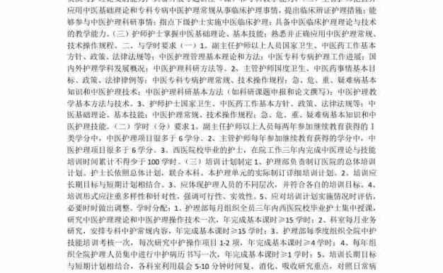 中医护理人员培训计划及培训内容