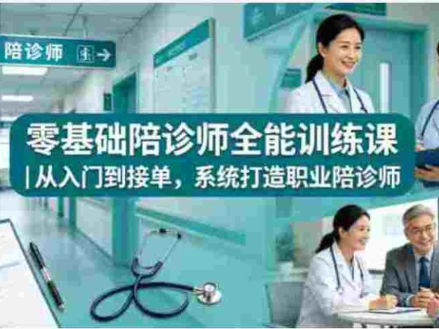 0基础陪诊师训练课， 从入门到接单，系统打造职业陪诊师