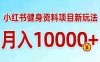 小红书健身资料项目最新玩法，收益潜力可以无限放大，号称月入10000＋