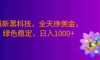 最新黑科技,24小时全天挣美金,绿色稳定,日入1000+