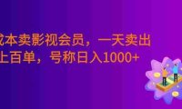 0成本卖影视会员,一天卖出上百单,号称日入1000+