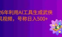 2026年利用AI工具一键生成武侠风视频,狂撸视频号分成计划收益,原创度高,画面好看,号称日入500+