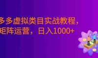 拼多多虚拟类目实战教程,矩阵运营,号称日入1000+