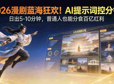 2026漫剧红利实锤! AI 提示词控分镜, 普通人也能轻松月入过万