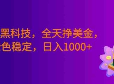 最新黑科技,24小时全天挣美金,绿色稳定,日入1000+
