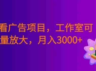 全新看广告项目,单机20-60+,工作室可批量放大,提现秒到,号称月入3000+