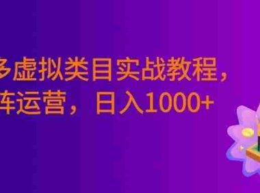 拼多多虚拟类目实战教程,矩阵运营,号称日入1000+