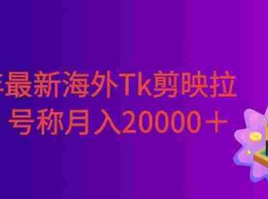 26年最新海外Tk剪映拉新，蓝海项目，会手机剪辑就可以做，号称月入20000＋