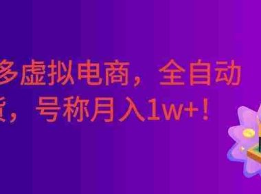 拼多多虚拟电商，单店日利润500+，全自动发货，号称月入1w+！
