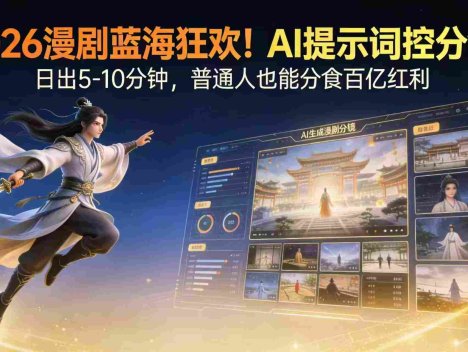 2026漫剧红利实锤！ AI 提示词控分镜， 普通人也能轻松月入过万