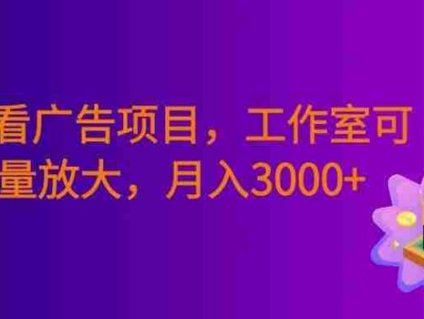 全新看广告项目，单机20-60+，工作室可批量放大，提现秒到，号称月入3000+