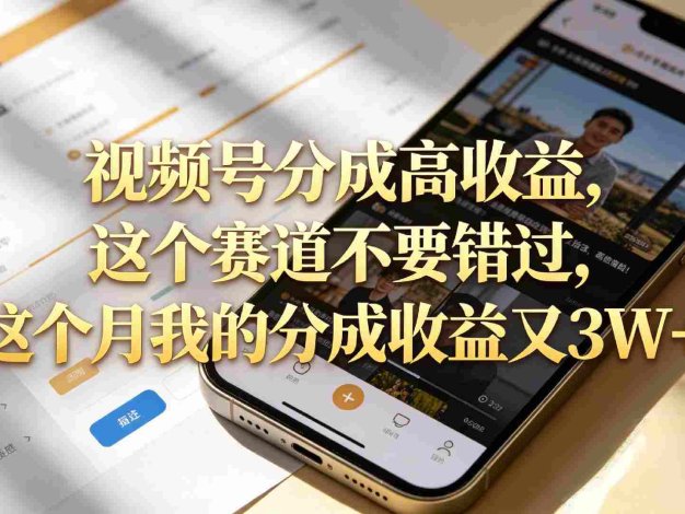 想要【视频号分成高收益】，这个赛道不要错过，号称月入3W+