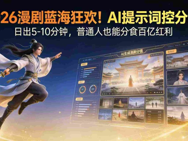 2026漫剧红利实锤! AI 提示词控分镜, 普通人也能轻松月入过万