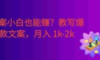文案小白也能赚?写爆款文案,号称月入 1k-2k