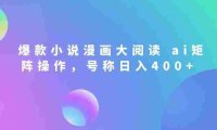 爆款小说漫画大阅读,ai矩阵操作,当天可见收益,号称日入400+