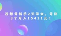视频号新手2天学会,当天见收益,号称3个月入15431元!