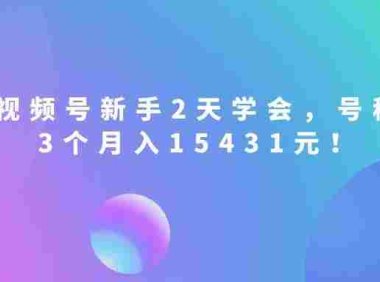 视频号新手2天学会,当天见收益,号称3个月入15431元!