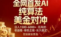 全网首发项目！AI美金算法对冲，日入2000-6000+，稳定长效0风险，彻底告别996，创业、副业逆…