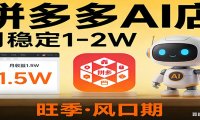 开一家拼多多AI店，月稳定1-2W，目前旺季，风口期！