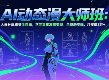 AI动态漫剧大师班:人设分镜剧情全自动,学完直接发稿变现,全链路变现,月接单3万+