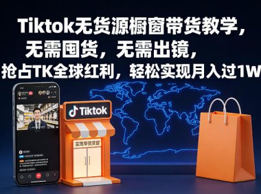 Tiktok无货源橱窗带货教学，无需囤货，无需出镜，抢占TK全球红利，轻松实现月入过1W