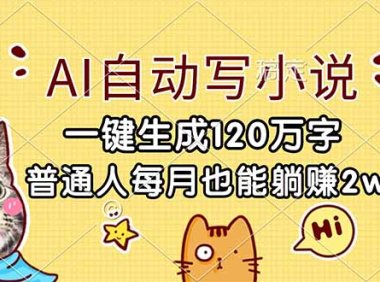 AI自动写小说，一键生成120万字，普通人每月也能躺赚2w+