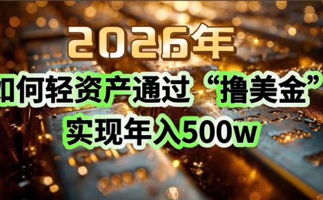2026年如何轻资产通过“撸美金”实现年入500w