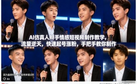 AI仿真人辩手情感短视频制作教学，流量逆天，快速起号涨粉，手把手教你制作