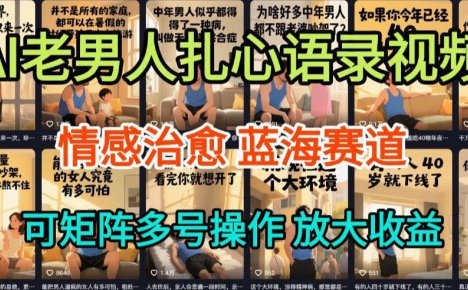 AI制作老男人扎心语录，5分钟一条，操作简单，流量非常大，保姆级教程