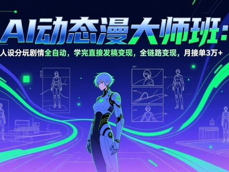 AI动态漫剧大师班：人设分镜剧情全自动，学完直接发稿变现，全链路变现，月接单3万+
