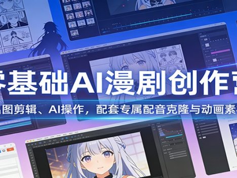 零基础AI漫剧创作营：出图剪辑、AI操作，配套专属配音克隆与动画素材