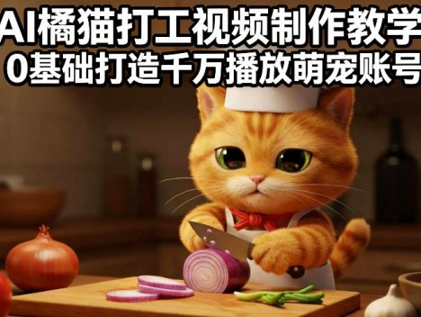 AI橘猫打工视频制作教学，流量狂飙，0基础打造千万播放萌宠账号