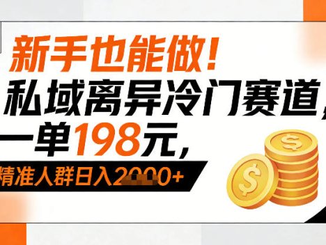 新手也能做！私域离异冷门赛道，一单198，精准人群日入1k+