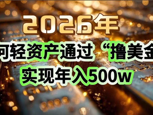 2026年如何轻资产通过“撸美金”实现年入500w