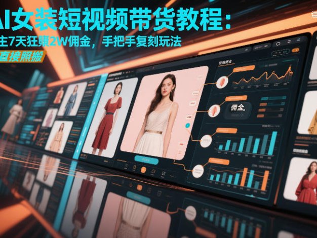 AI女装短视频带货教程：博主7天狂賺2W佣金，手把手复刻玩法，可直接照搬