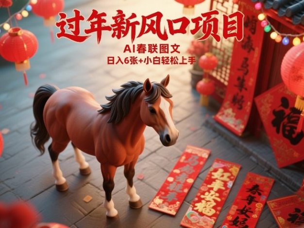 过年新风口项目，用ai春联图文，日入6张+小白轻松上手【揭秘】