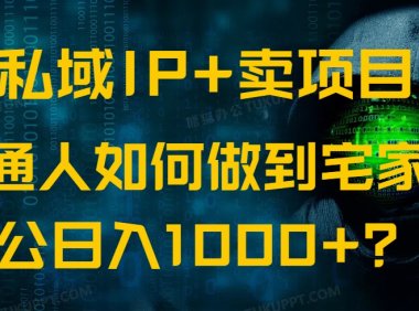 私域IP+卖项目，普通人如何做到宅家办公实现日入1000+