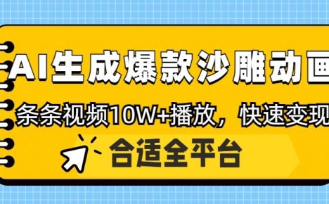 利用AI一键生成爆款沙雕动画，一条视频播放10W+，条条原创轻松变现
