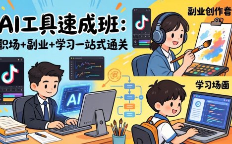 AI工具速成班:职场+副业+学习一站式通关,20+爆款类型+剪映技巧+抖音算法,0基础快速上手