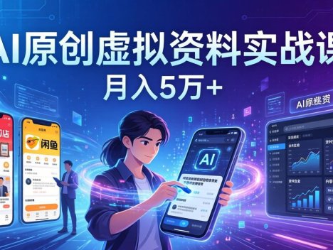 AI原创虚拟资料实战课：2026新机会，小红书闲鱼开店，普通人用AI轻松变现，月入5万+