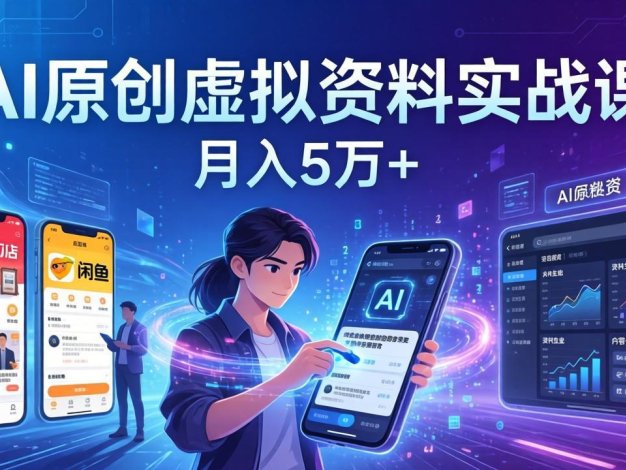 AI原创虚拟资料实战课:2026新机会,小红书闲鱼开店,普通人用AI轻松变现,月入5万+