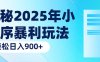揭秘2025年小程序暴利玩法：轻松日入900+