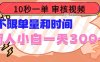 10秒一单，审核视频 ，不限单量时间，新人小白一天300+