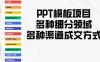 PPT模板项目，多种细分领域，多种渠道成交方式，实操教学