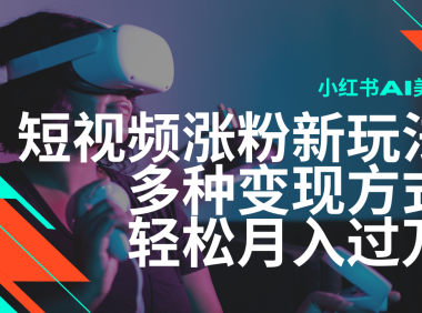 最新风口蓝海项目,小红书AI美女短视频涨粉玩法,多种变现方式轻松月入过万